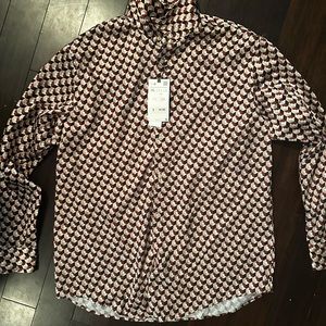 Zara Geometric Print Shirt-Browns